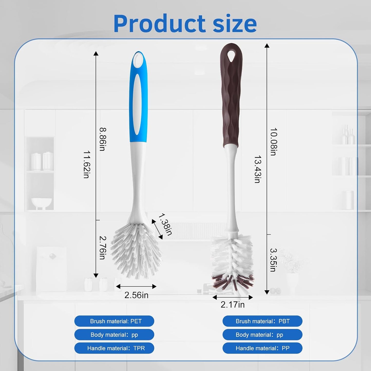 Set 2 cepillos cocina para platos y vidrio