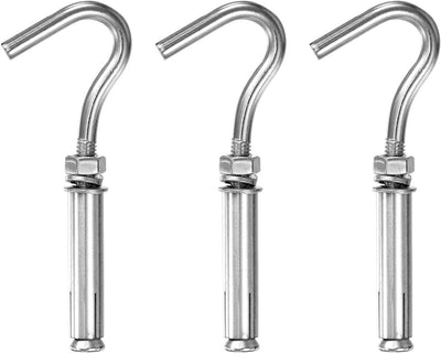 3 Pzas Gancho Acero Inox M8 para Hormigón Plata