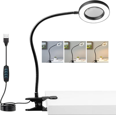 Lámpara escritorio rotación 360° cuello cisne con clip