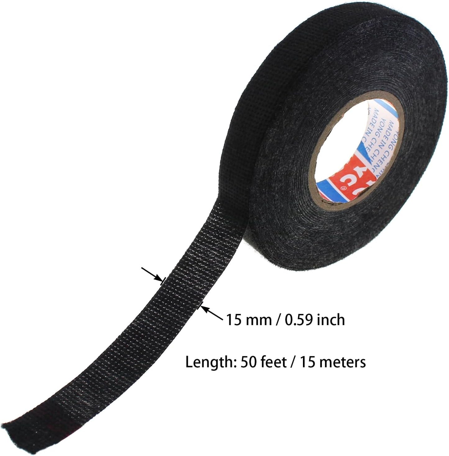 Cinta para arnés coche 15mmx50ft negra aislamiento térmico