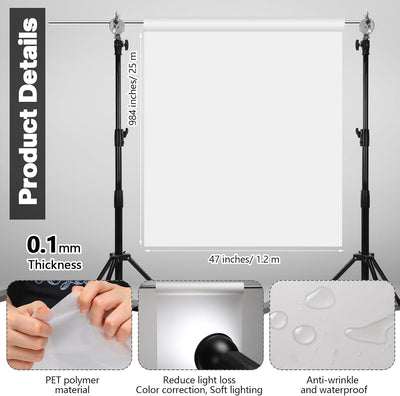 Difusor luz 47x984pulg papel blanco para foto y video