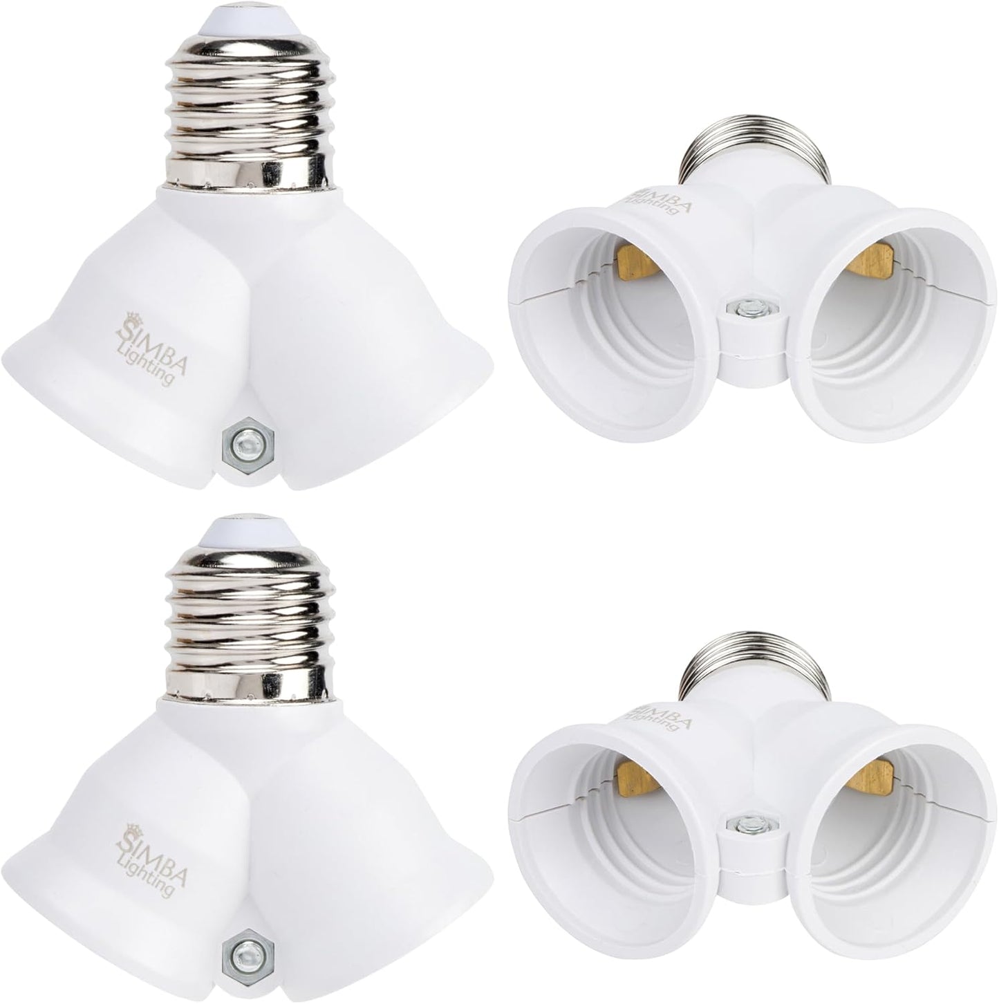Adaptador divisor enchufe bombilla 2 cabezales blanco set 4