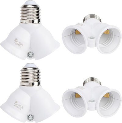 Adaptador divisor enchufe bombilla 2 cabezales blanco set 4