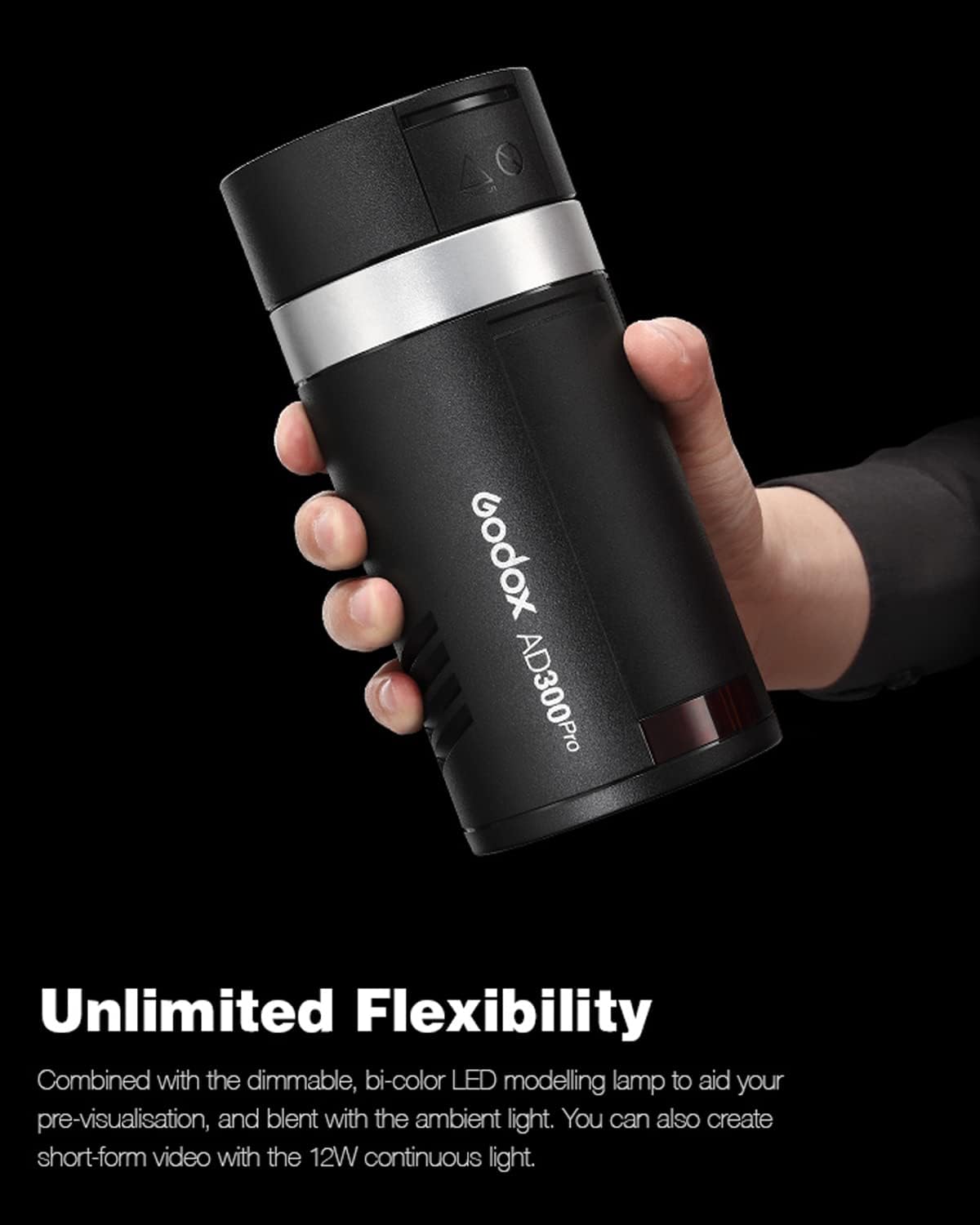 Flash estroboscópico AD300 Pro 300W 2.4G bicolor LED