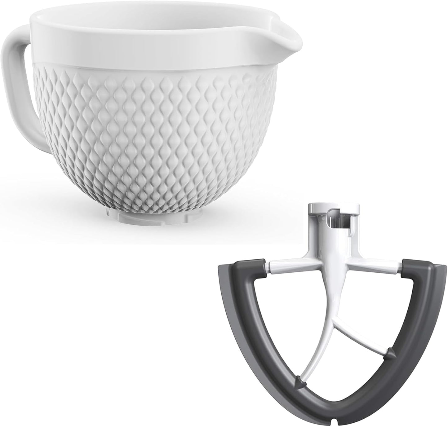 Tazón mezclador de cerámica con batidor flexible para KitchenAid