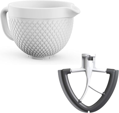 Tazón mezclador de cerámica con batidor flexible para KitchenAid