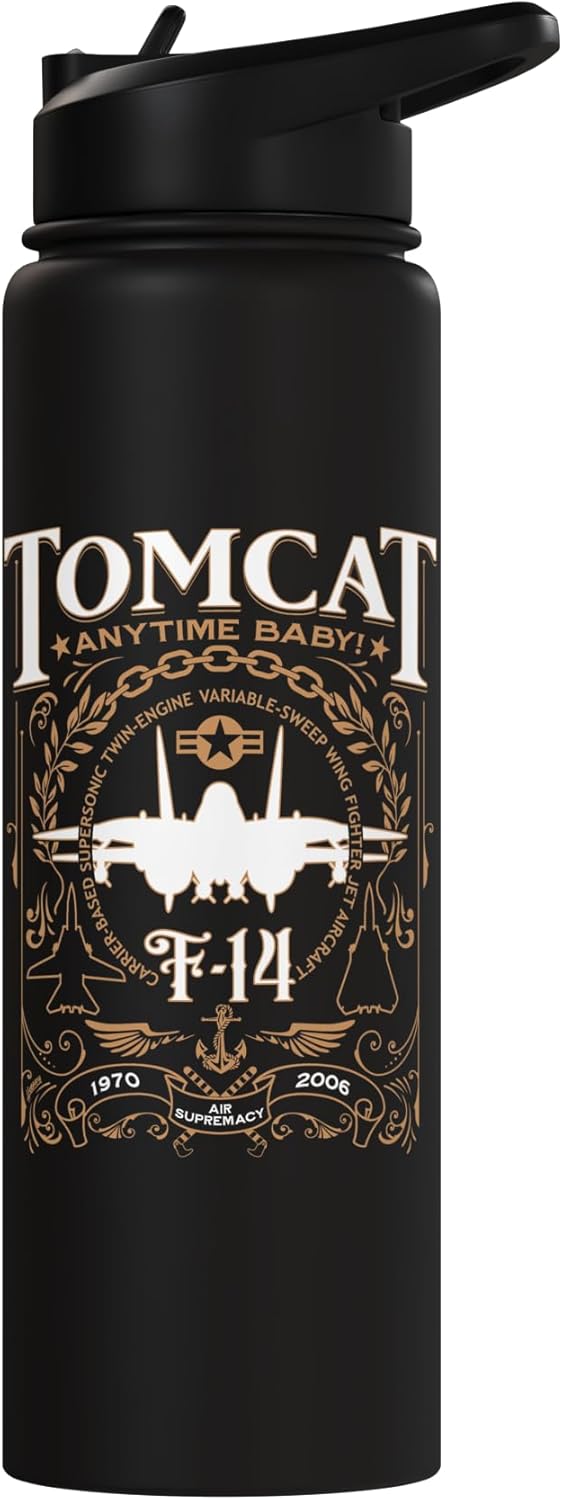 Botella de agua aislada con diseño F-14 Tomcat