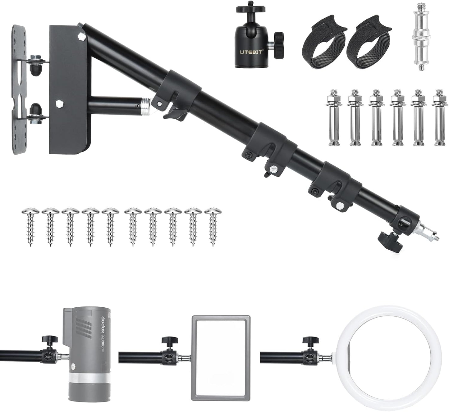Anillo luz pared ajustable 17-43pulg soporte estudio foto
