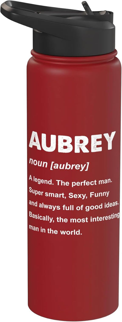 Botella de agua acero inoxidable aislada Aubrey Name