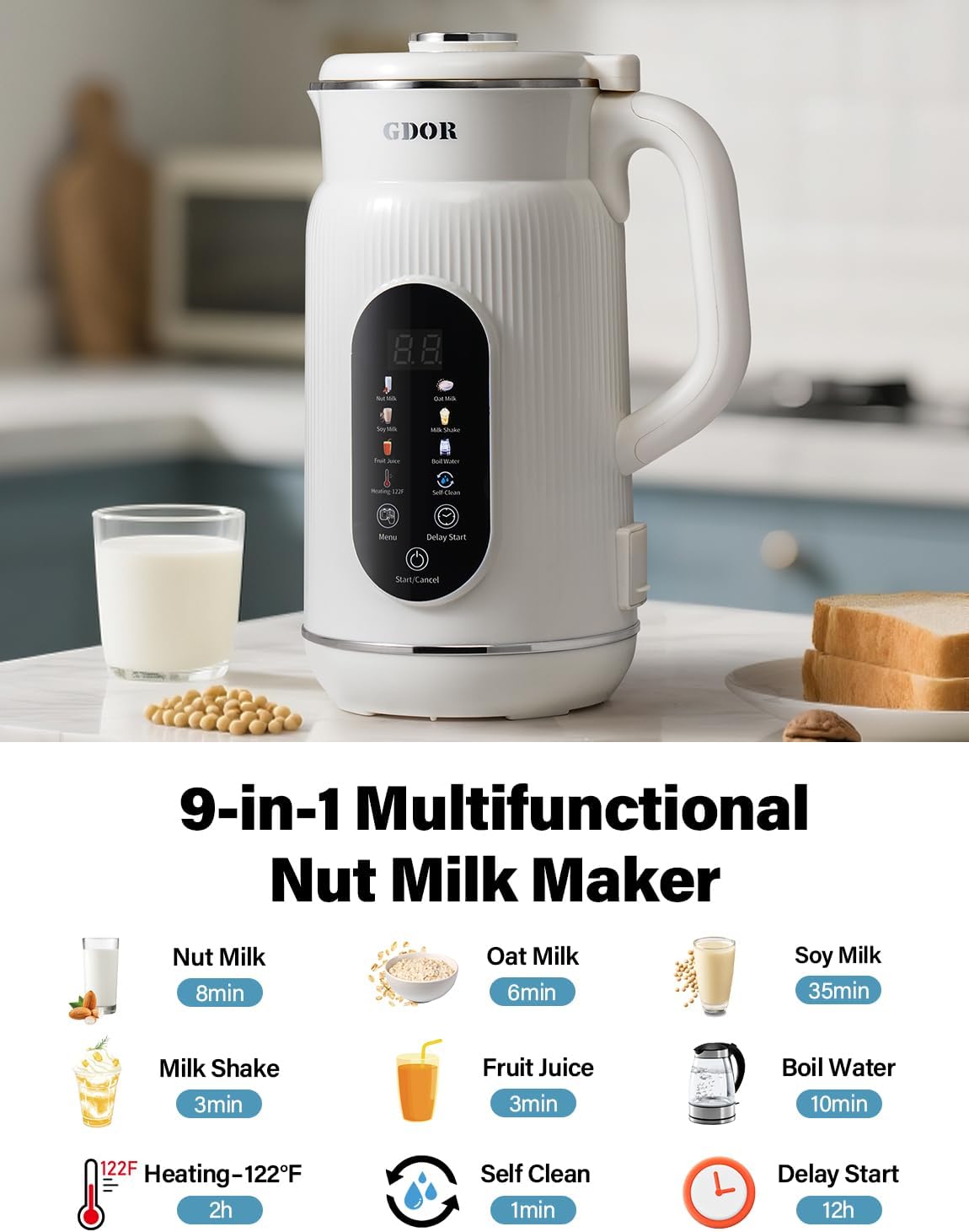 Batidora Nut Milk Maker 42oz con Pantalla Táctil y Auto Limpieza