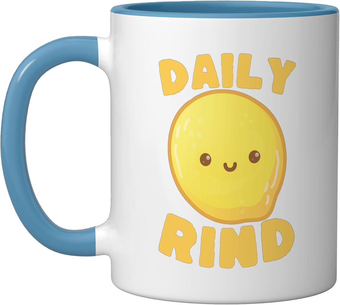 Taza cerámica de limón con humor azul/blanco
