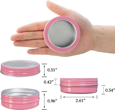 24 Pzas Tarros Aluminio 2oz Tapa Transparente Recipientes
