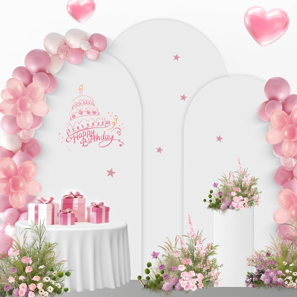 3 Soportes Arco Boda Metal Dorado Cubierta 5-7pies