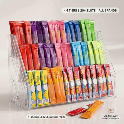 Organizador de paquetes de bebidas acrílico 15 ranuras 3 niveles