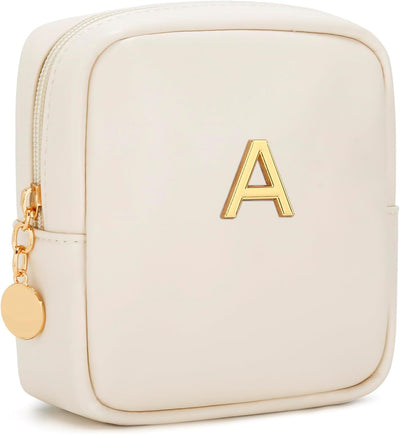 Mini bolsa maquillaje inicial color beige