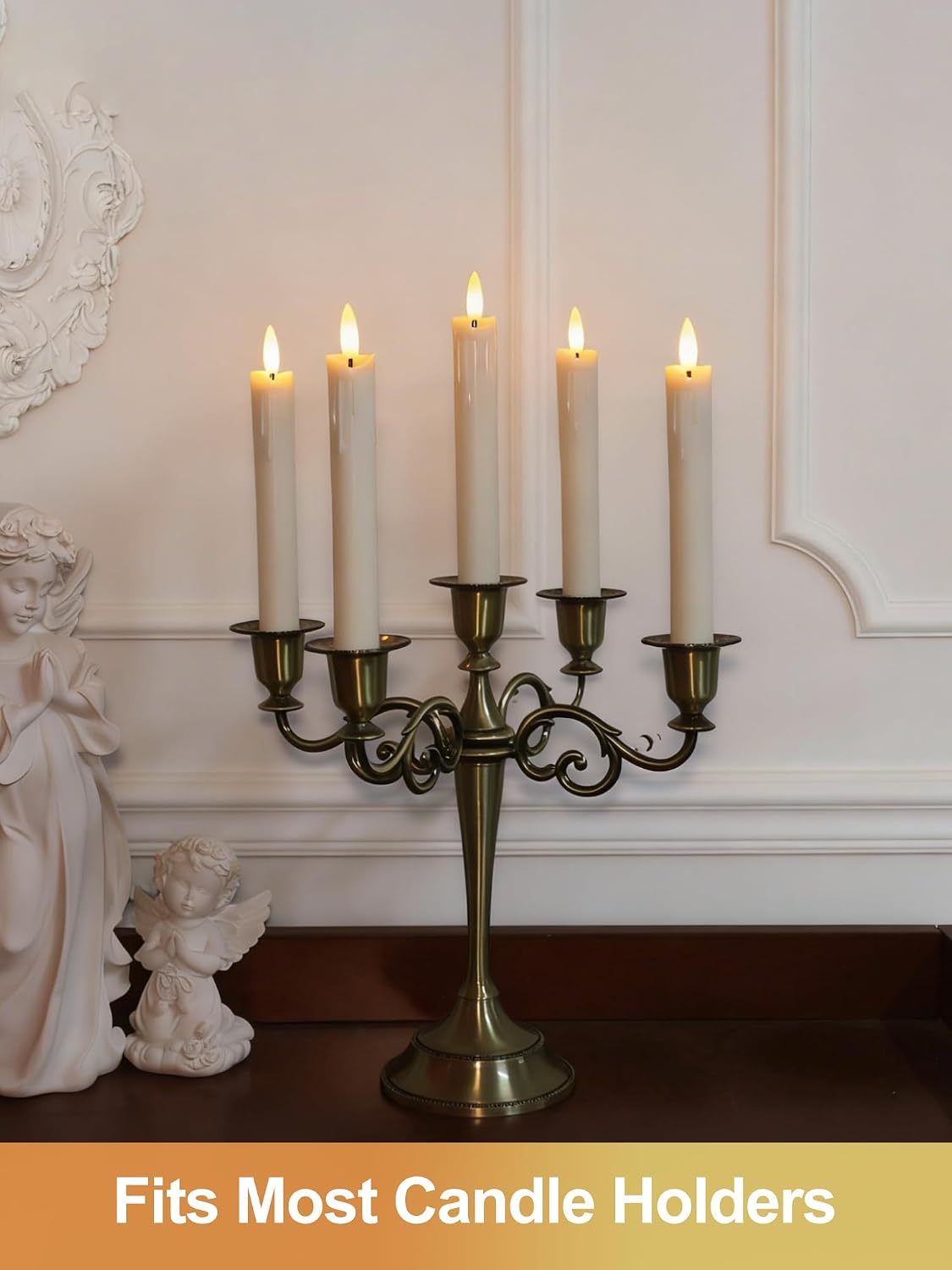 12 Velas Cónicas Falsas 6pulg Temporizador Led Plástico Marfil