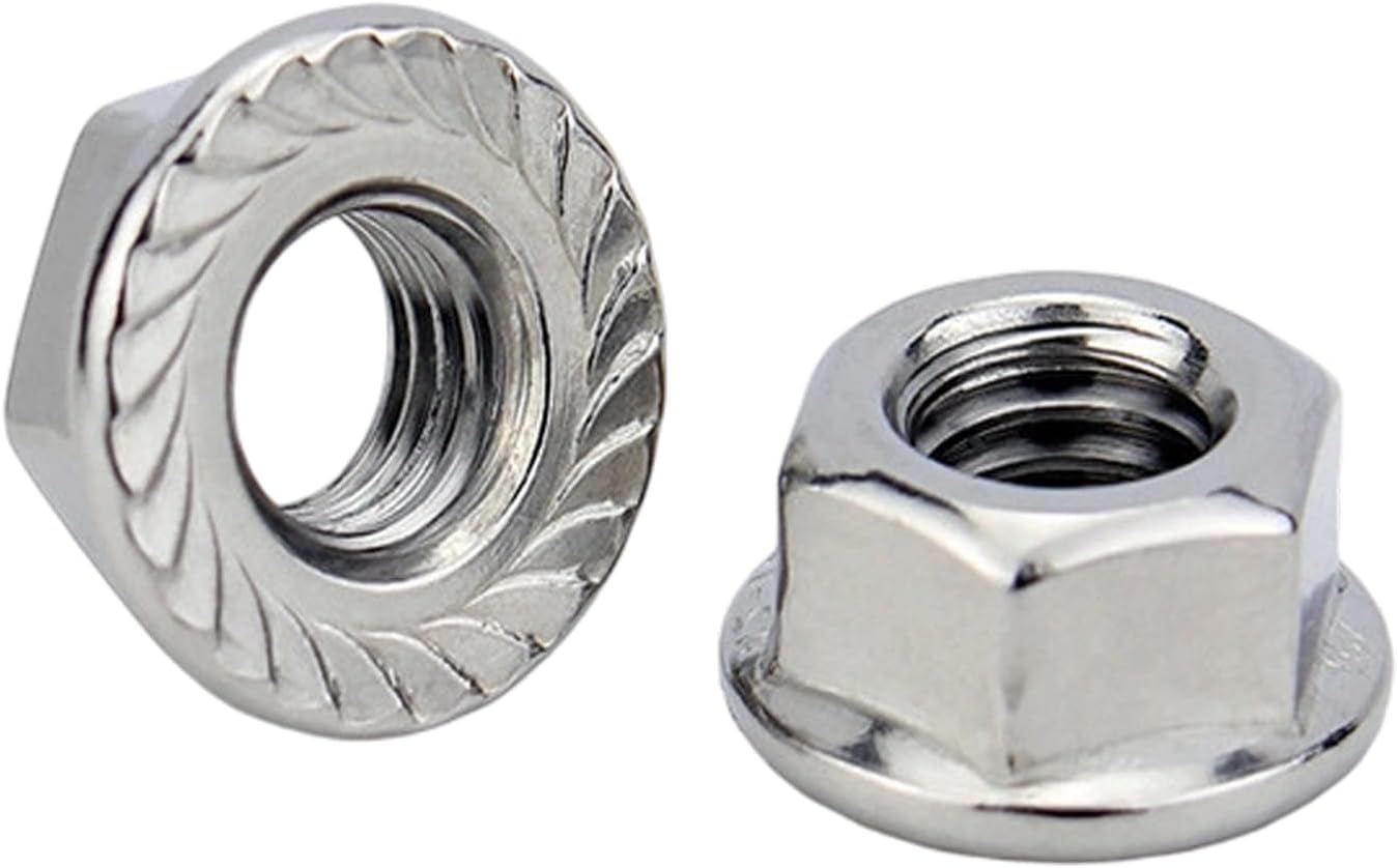 10 Tuercas Brida Dentadas Acero Inox 304 18-8 Hexagonales