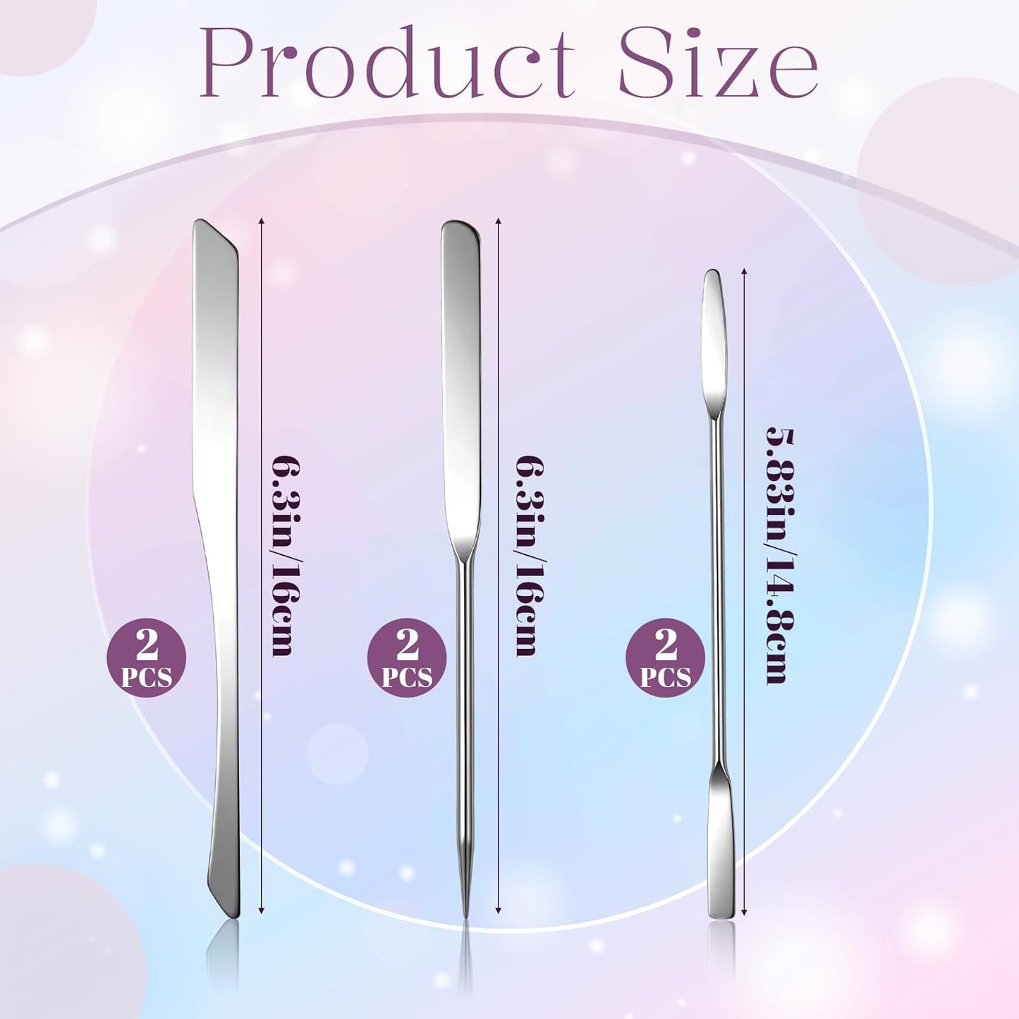 6 Espátulas Acero Inox para Base y Maquillaje