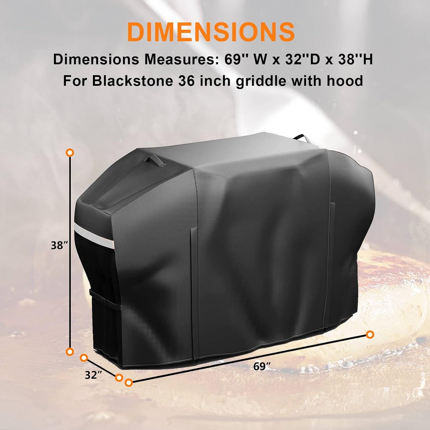 Cubierta parrilla Blackstone 36 con capucha negro impermeable