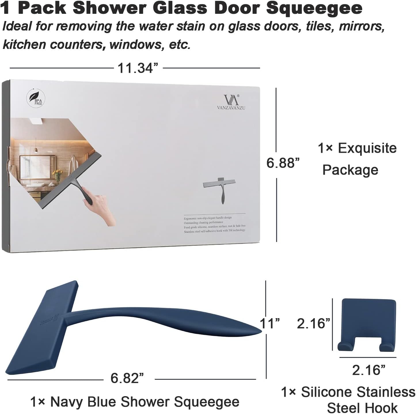 Escobilla ducha 11pulg puerta cristal silicona antideslizante