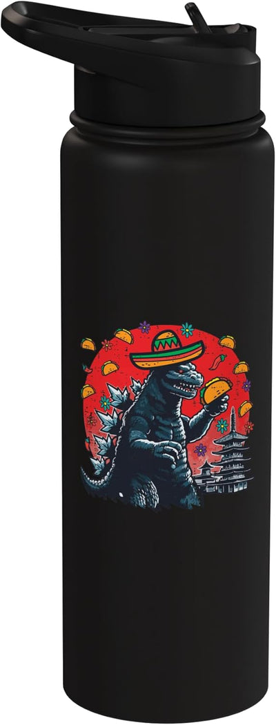 Botella agua acero inox aislada fiesta kaiju cinco de mayo
