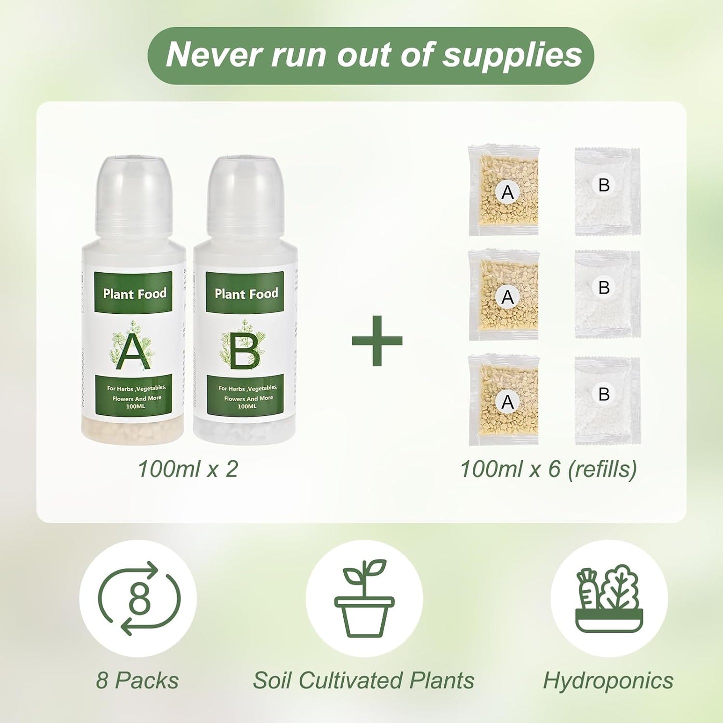 Fertilizante Hidropónico A&B 800ml para Aerogarden