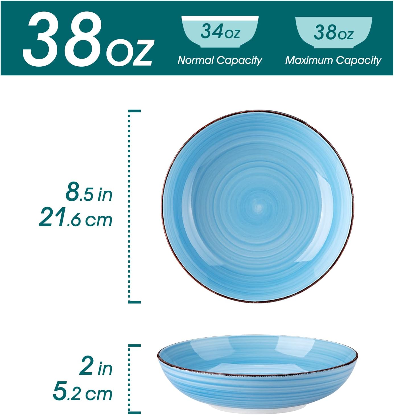Set 6 Cuencos Cerámica con Tapas 38oz