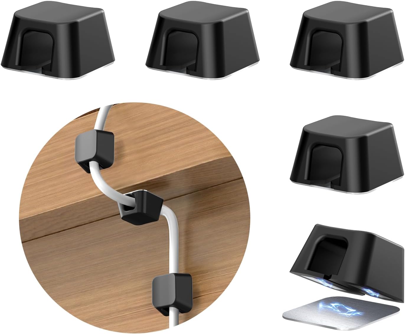 Clip magnético para cables set 5 organizadores pared mesa