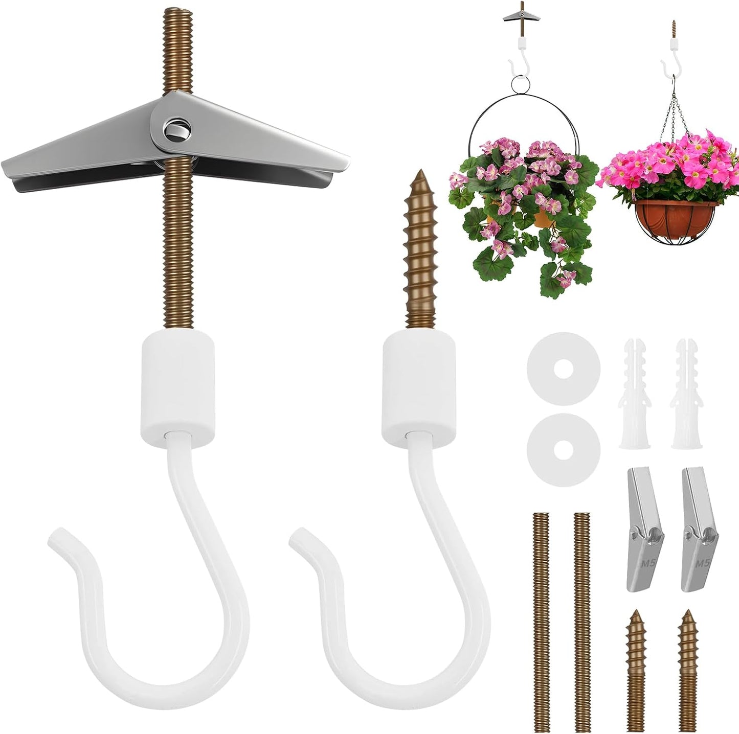 2 Pzas Perchas Techo Metal Blancas Resistentes para Plantas