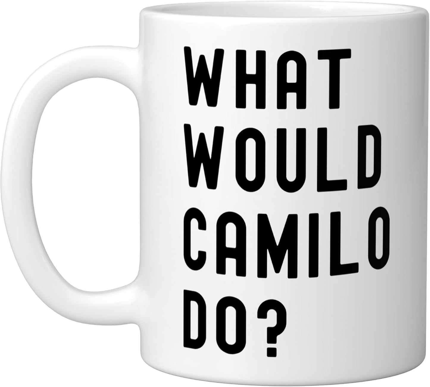 Taza de cerámica blanca What Would Camilo Do