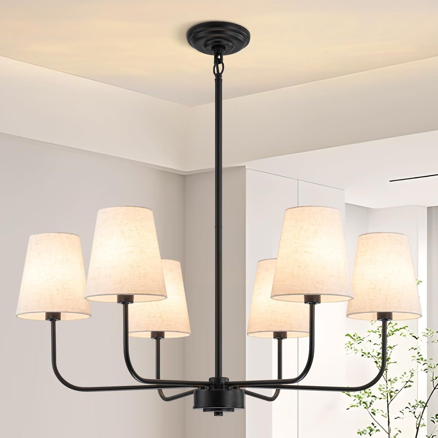 Candelabro 6 luces 31.5pulg lámpara negra moderna comedor
