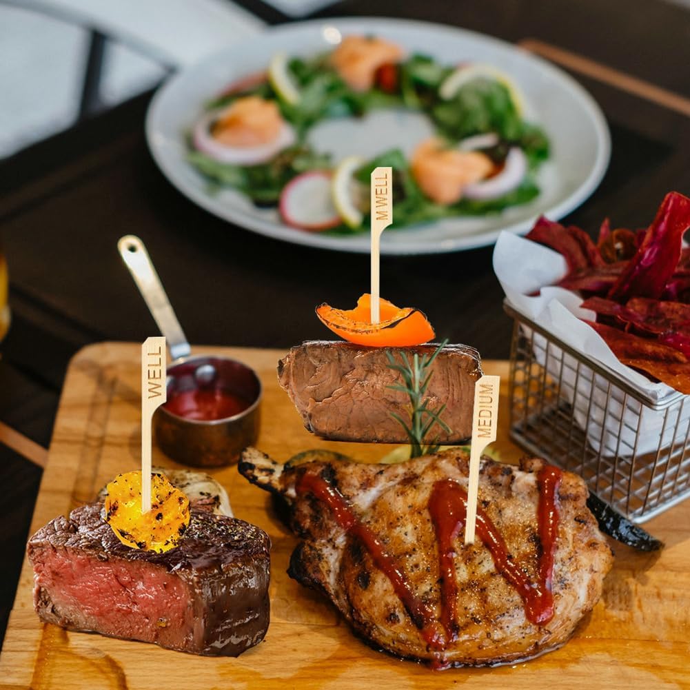 500 Pinchos Bambú 3.5pulg Marcadores Bambú para BQ Fiesta