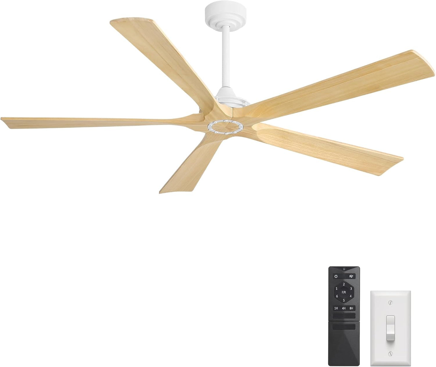 Ventilador techo 60pulg 5 aspas madera motor CC 6 vel control remoto
