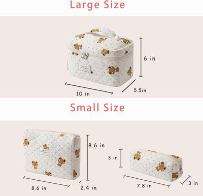 2 Pzas Bolsas Maquillaje Acolchado Floral para Mujer