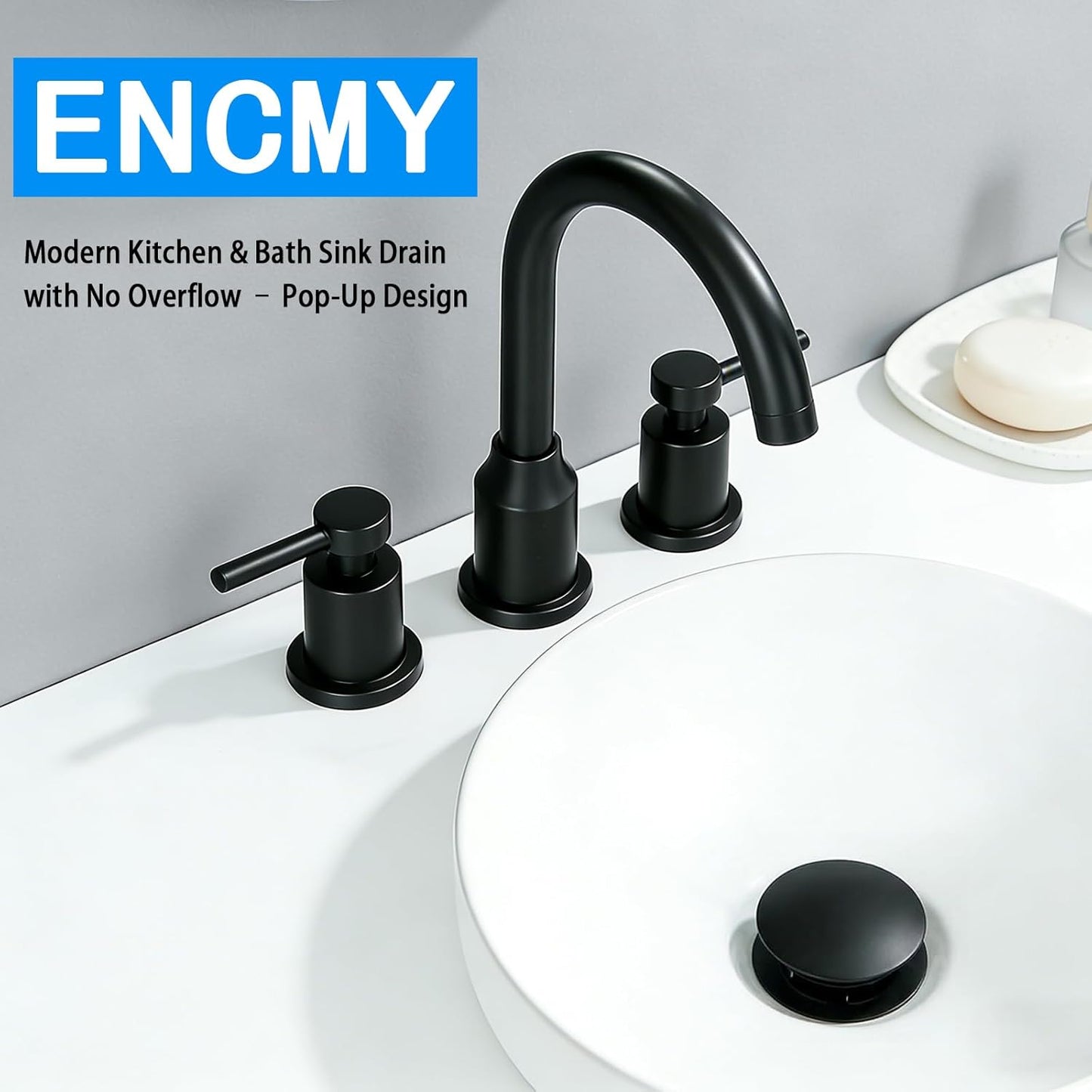 Desagüe lavabo sin desbordamiento negro mate con colador