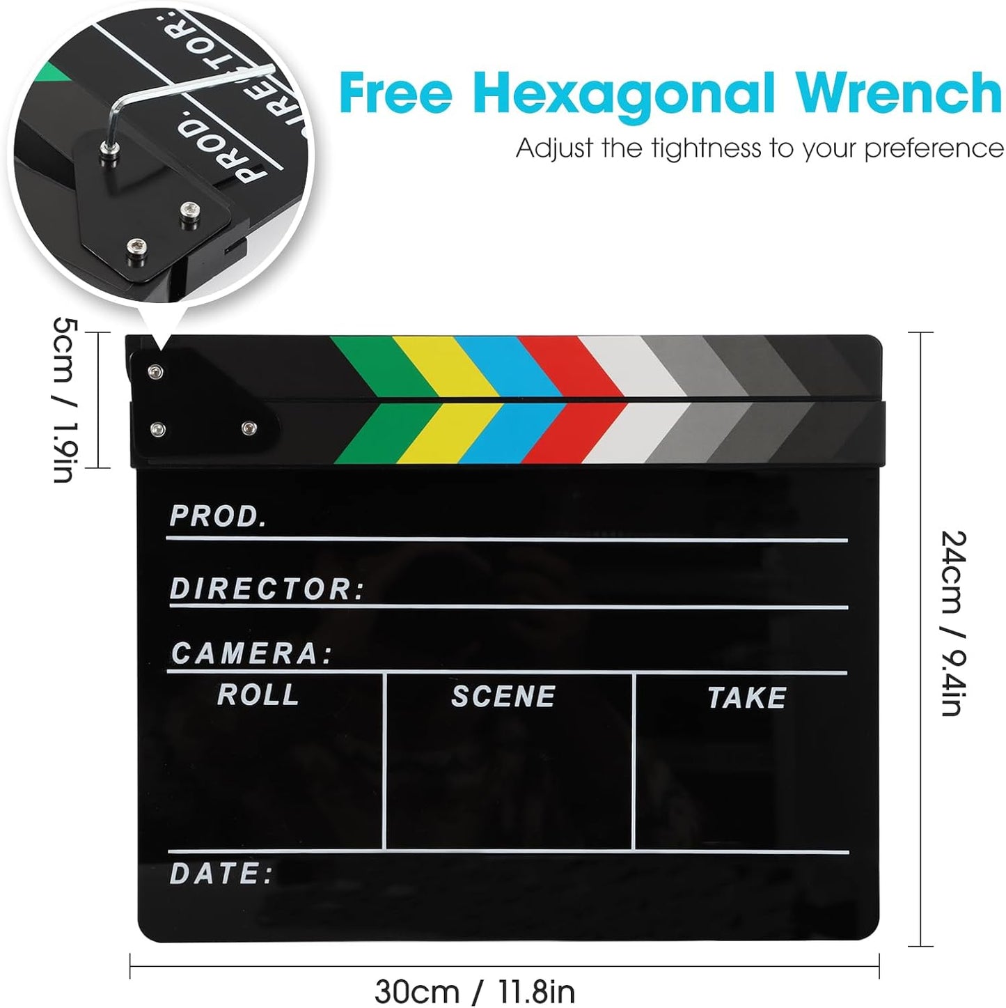 Pizarra Clapper Acrílico para Películas y Video Negro