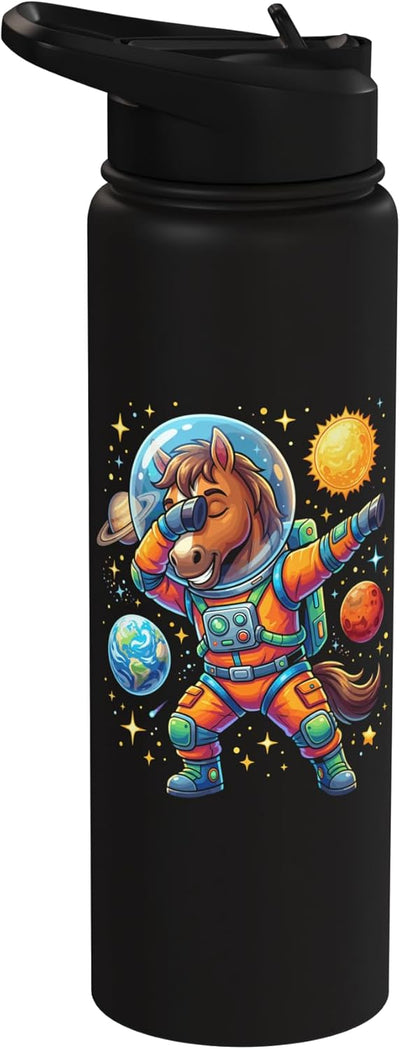 Botella de agua para niños con personaje espacial de acero inoxidable