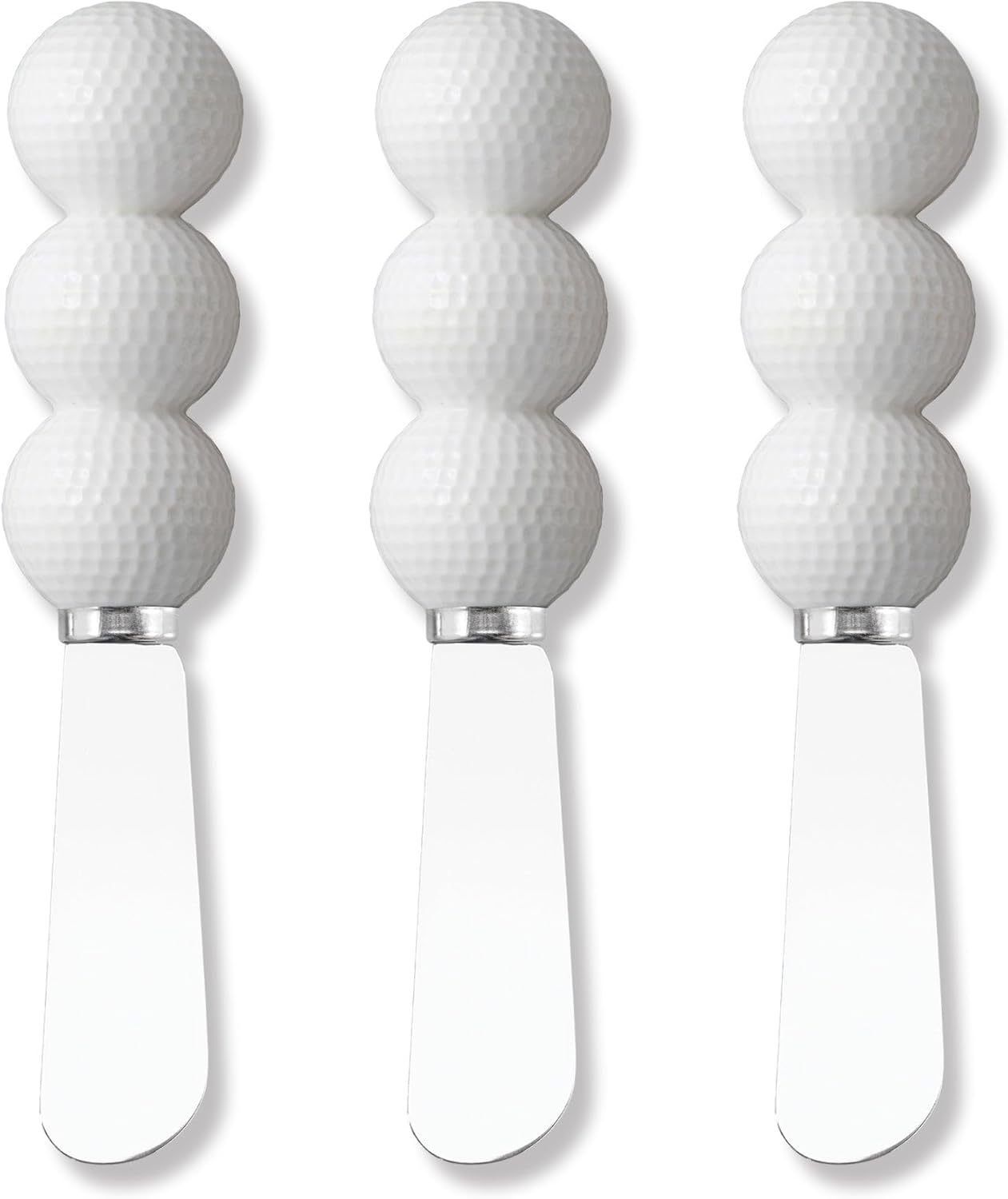Set de 3 espátulas de mantequilla con mangos de bola de golf en resina pintada a mano