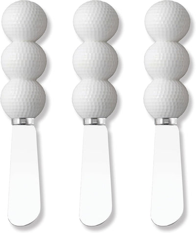 Set de 3 espátulas de mantequilla con mangos de bola de golf en resina pintada a mano