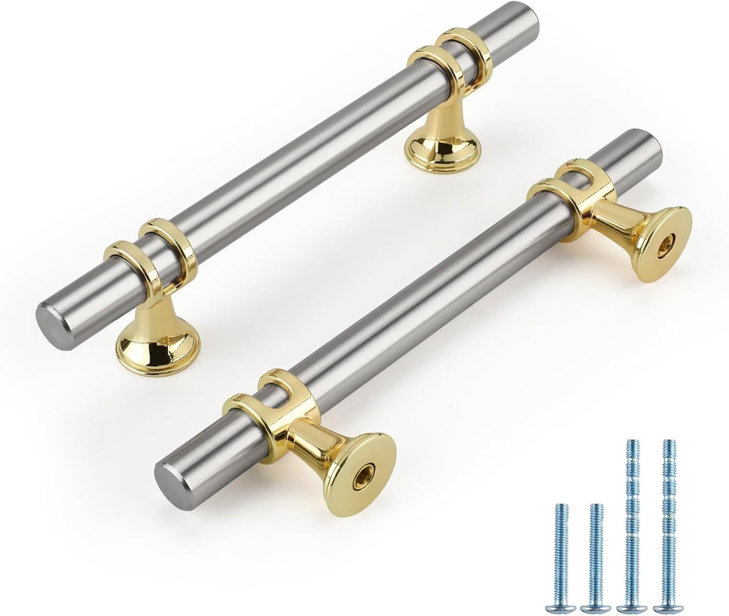 Set 5 Manijas Pomos Níquel Oro Centro 3.75pulg