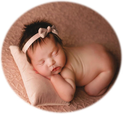 Almohada terciopelo diadema para posar bebé rosa