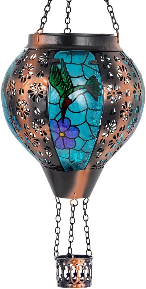 Farol solar globos de aire caliente para jardín y colibrí