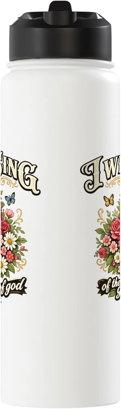 Botella de agua aislada floral para guitarra cristiana de acero inoxidable