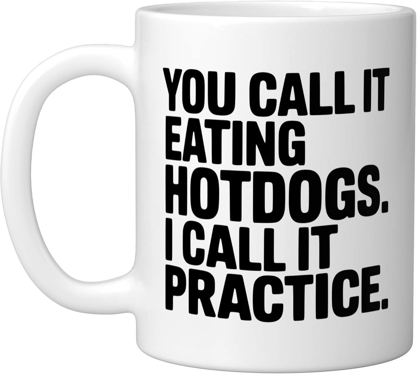 Taza cerámica para practicar comer hot dogs blanca
