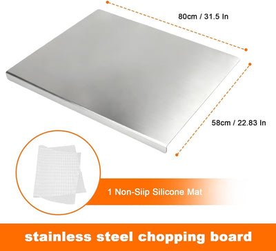 Tabla cortar acero inox 31x23pulg con tapa y alfombrilla antiderrap