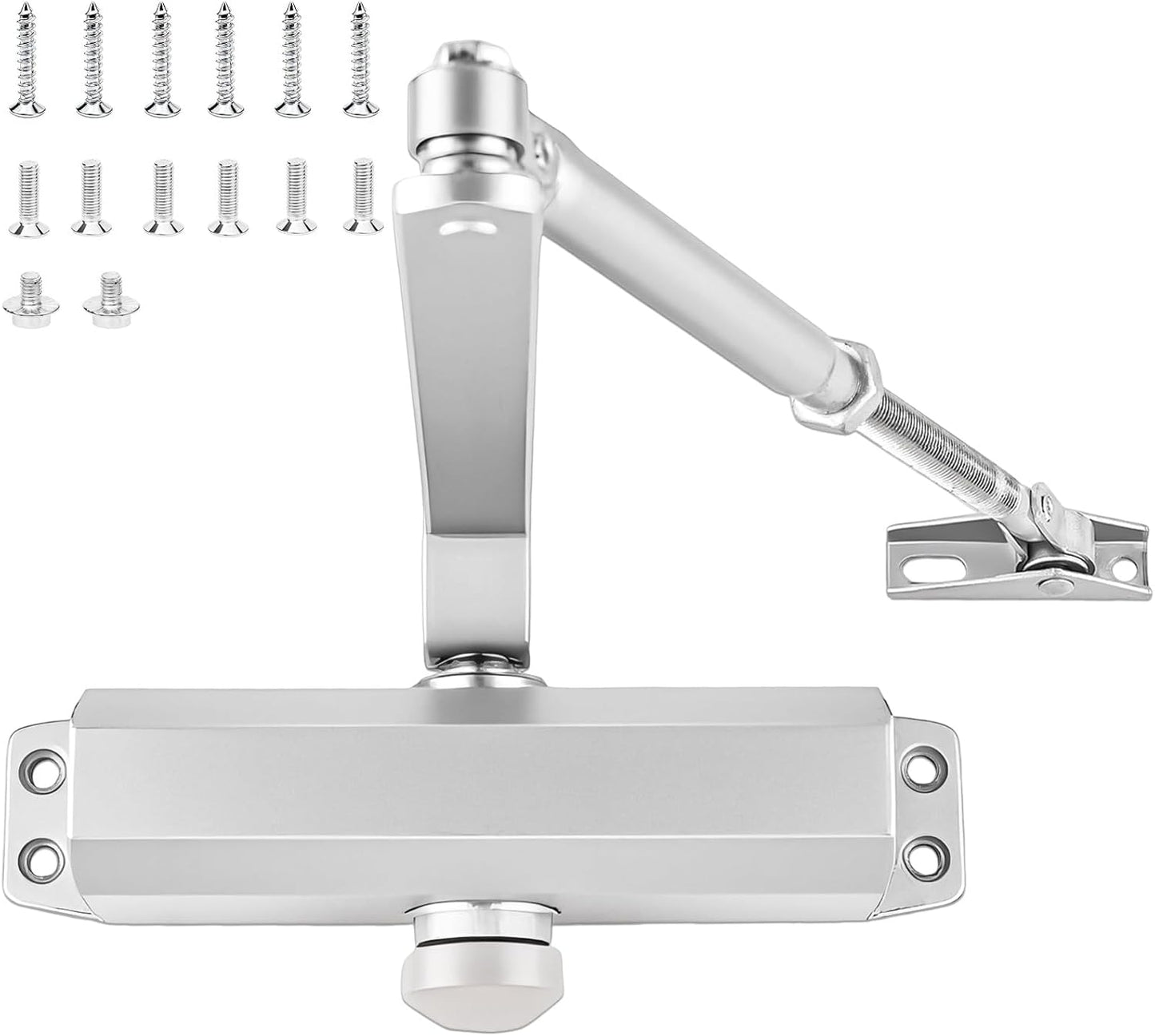 Cierrapuertas automático hidráulico ajustable plateado