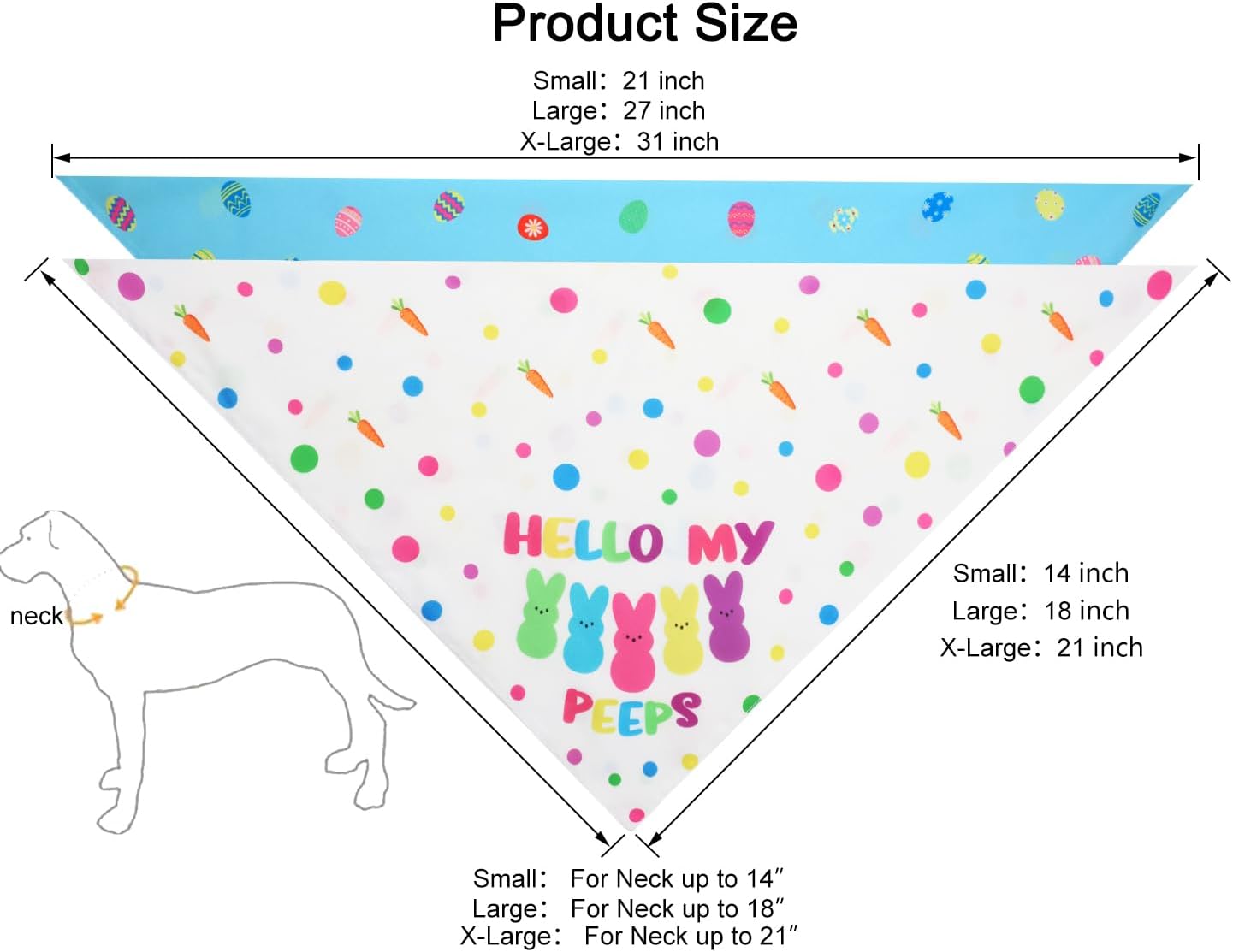 Bandana Pascua para perros ajustable reversible grande regalo