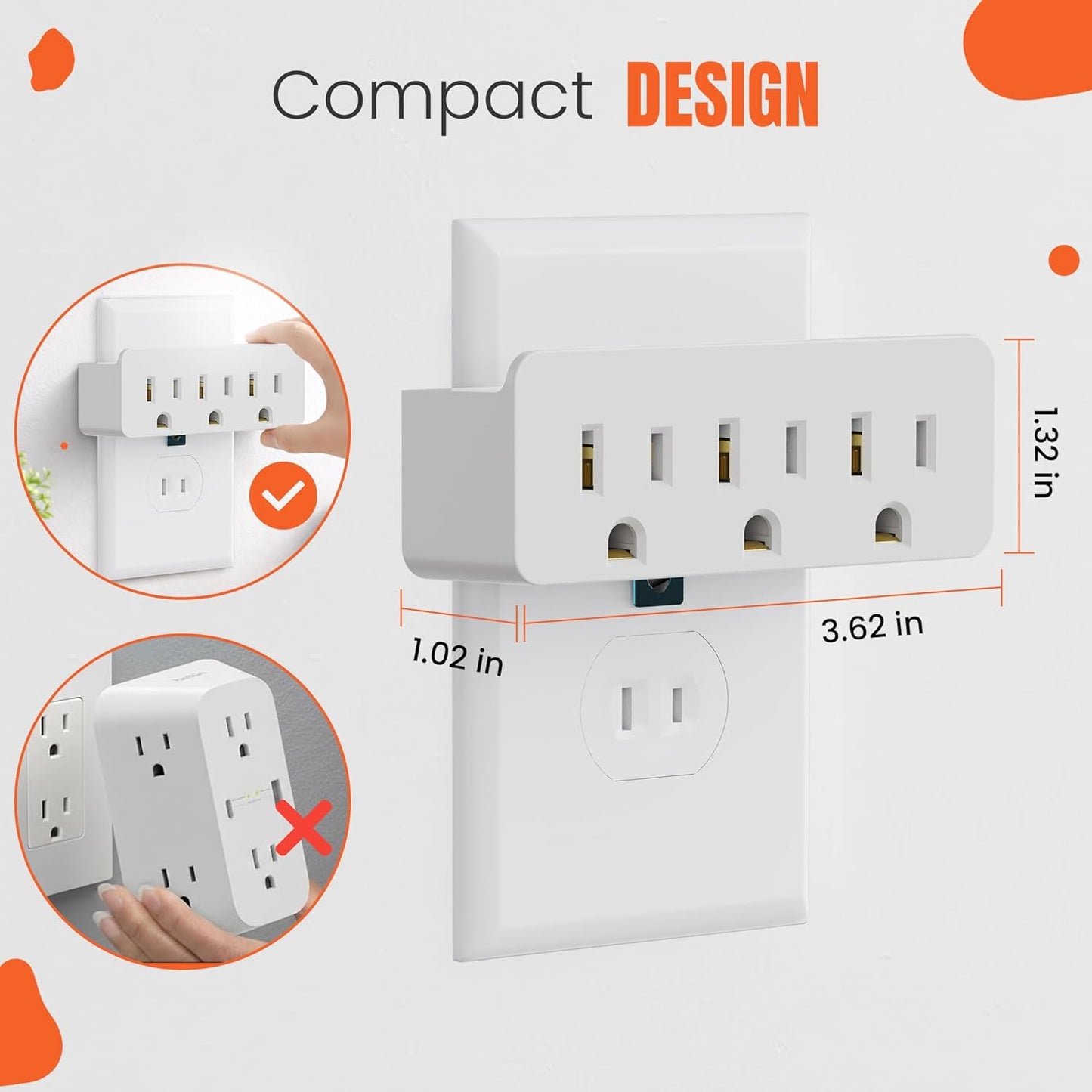 Adaptador 2 clavijas a 3 clavijas con tomas de tierra