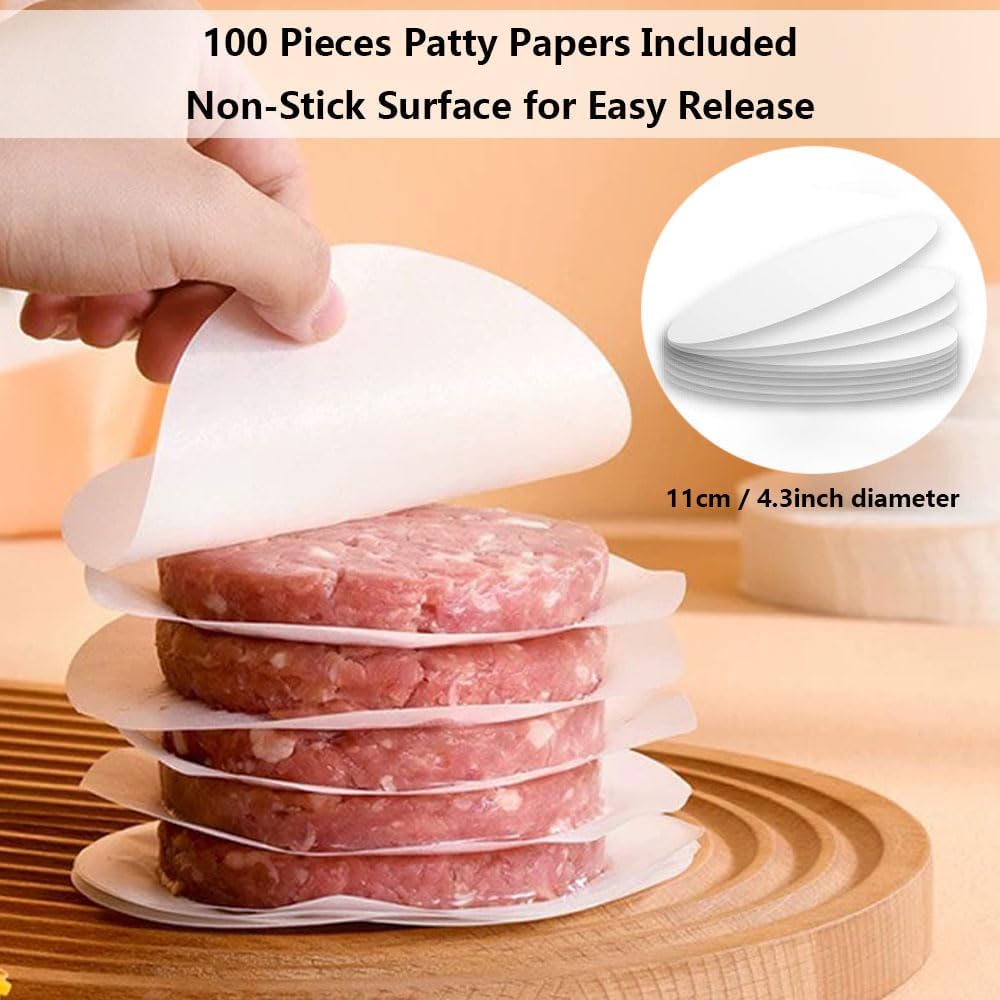 Prensa hamburguesas parrilla 100 pzas papel antiadherente