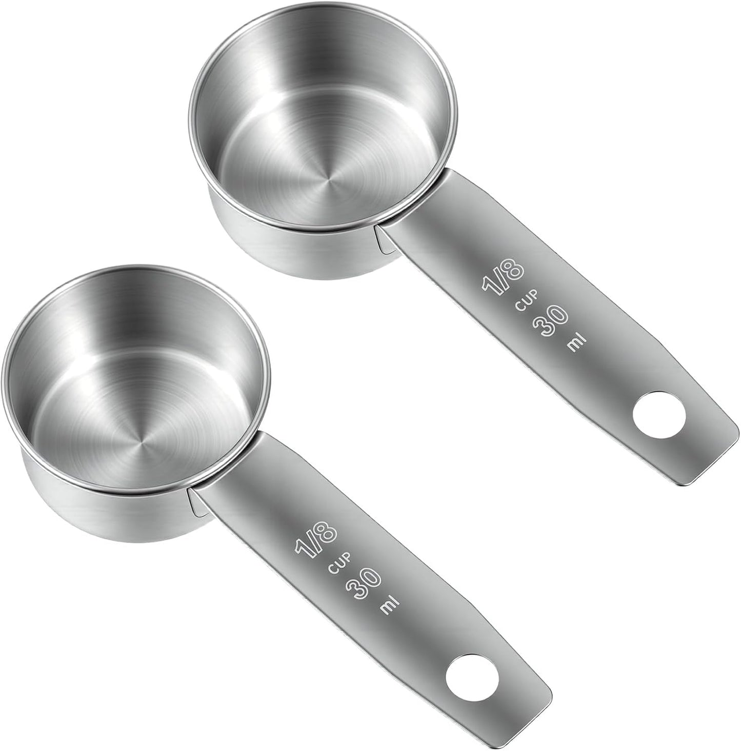 2 Tazas Medidoras 1/8 Taza y Cuchara Acero Inox